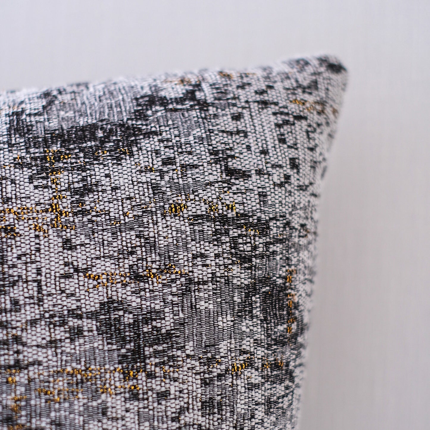 Decorative Light Gray and Gold Chenille Throw Pillow