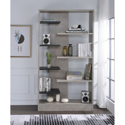 ACME Magna Bookshelf in Faux Concrete & Black 92532