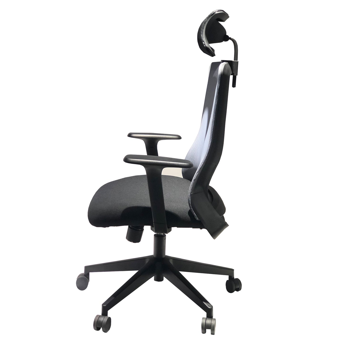 Adjustable Headrest Ergonomic Swivel Office Chair with Padded Seat and Casters, Black and Gray