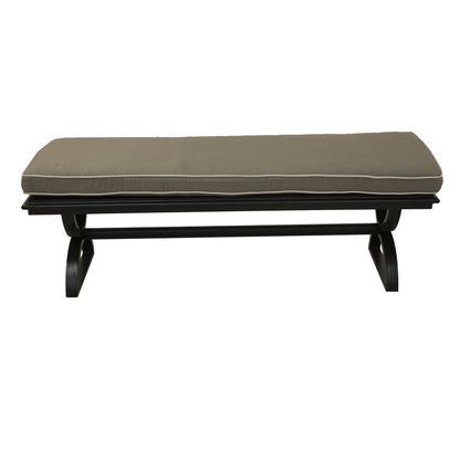 Outdoor Aluminum Bench with Cushion, Espresso Brown/Canvas Taupe