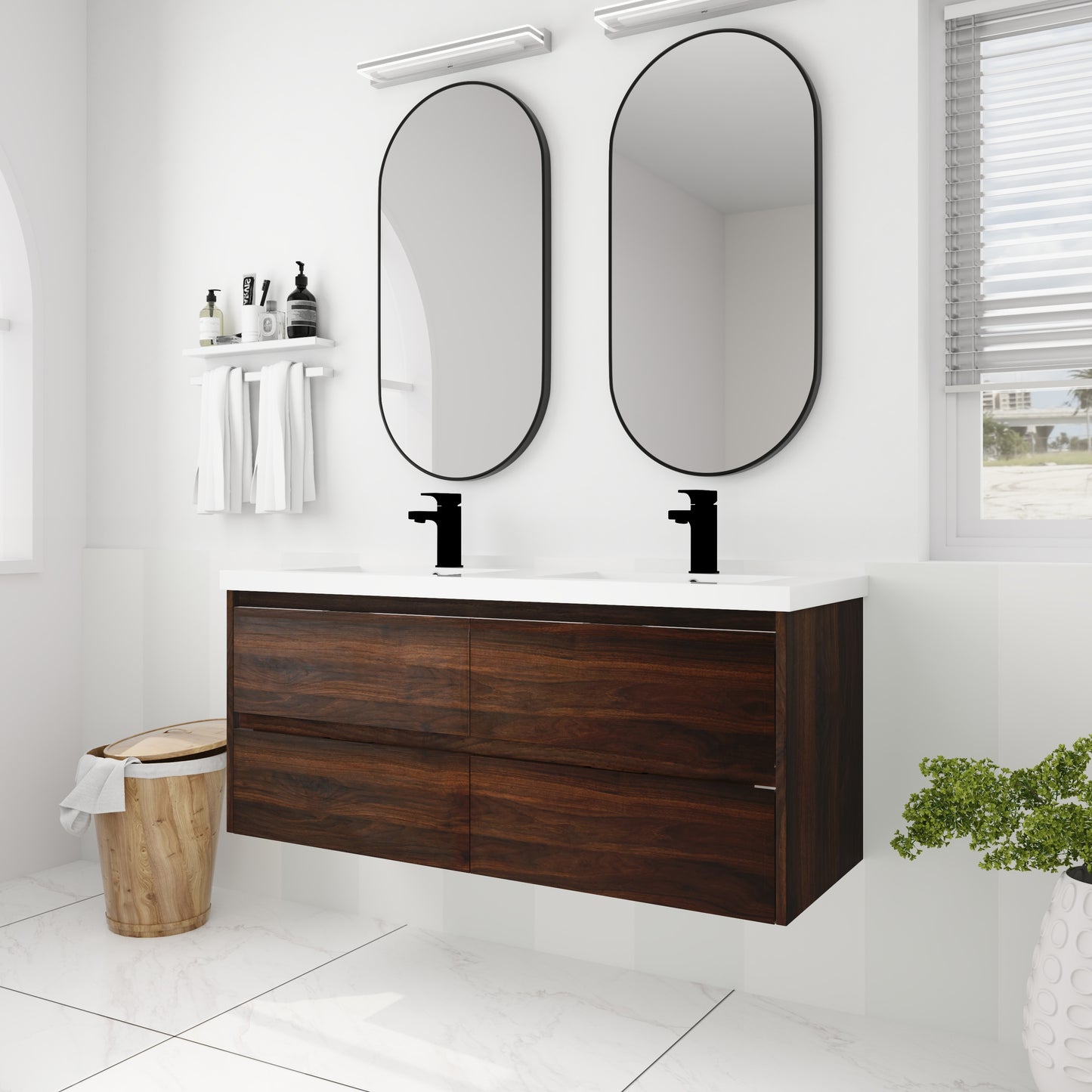 Bathroom Vanity with 4 Soft Close drawers, 48x18