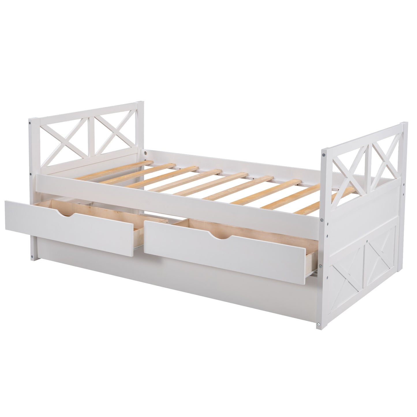 Multi-Functional Daybed with Drawers and Trundle, White