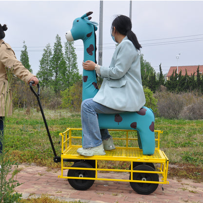 Tools cart Wagon Cart Garden cart trucks make it easier to transport firewood （Yellow colour）