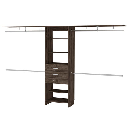 Brentwood 3-Drawer 4-Shelf Closet System Dark Walnut