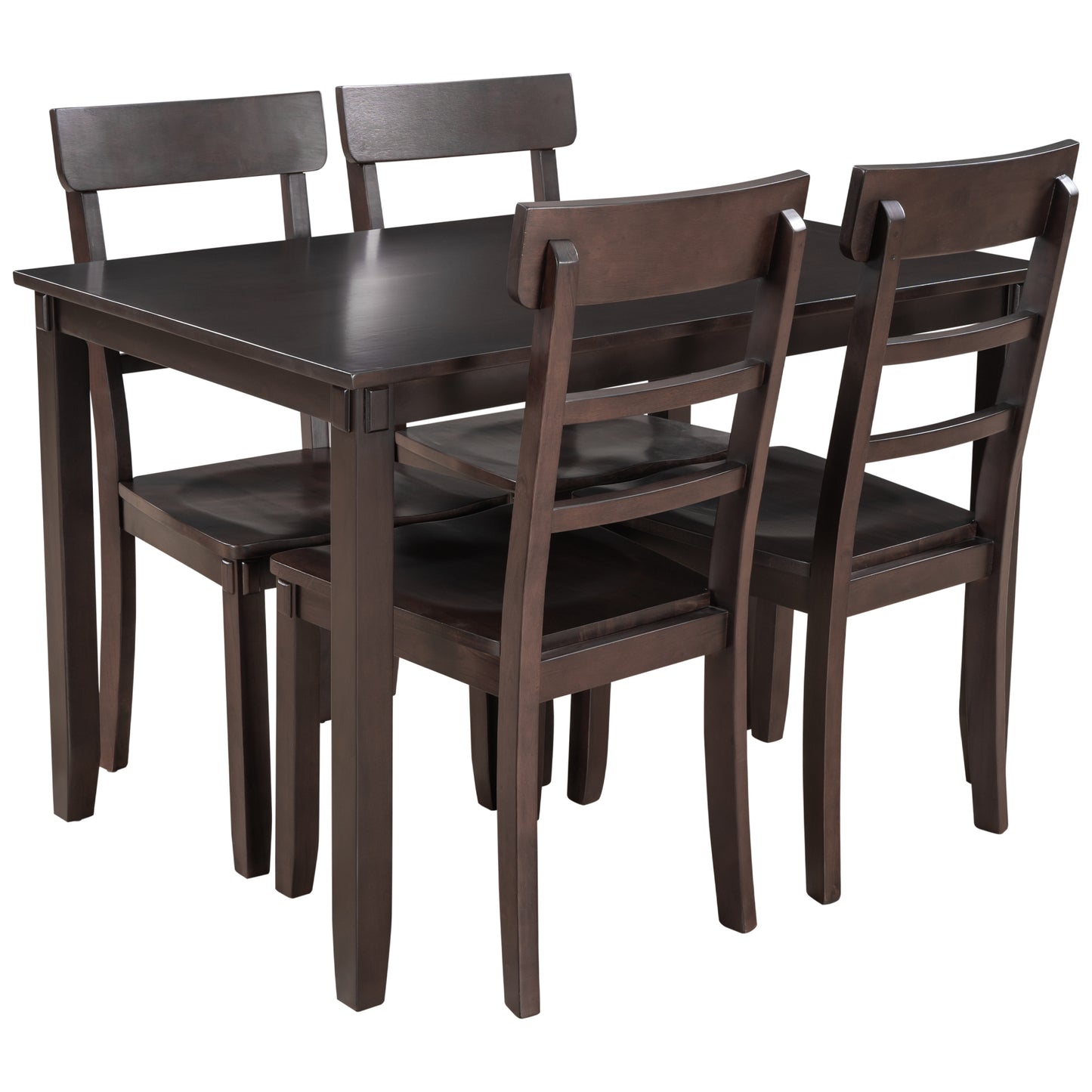 TREXM  5-piece Kitchen Dining Table Set Wood Table and Chairs Set for Dining Room (Espresso)