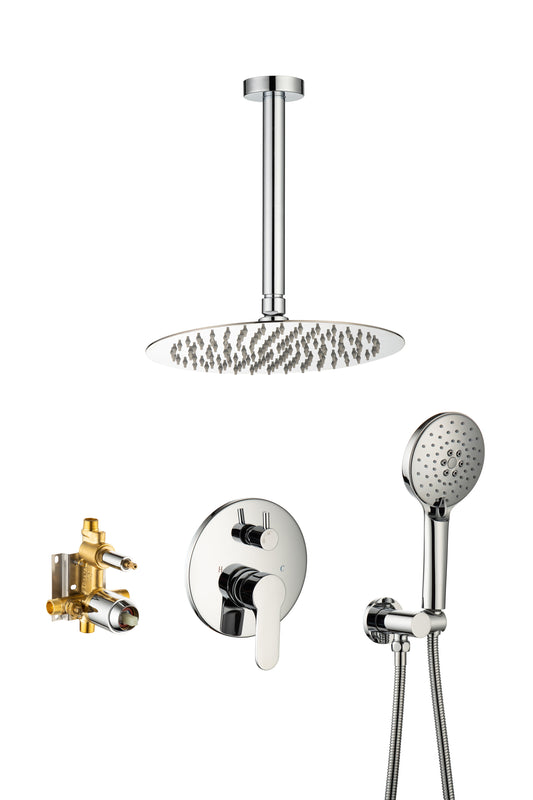 Black Shower System, Ceiling Rainfall Shower Faucet Sets Complete of High Pressure, Rain Shower Head with Handheld, Bathroom 10\\\'\\\' Shower Combo with Rough-in Valve Included