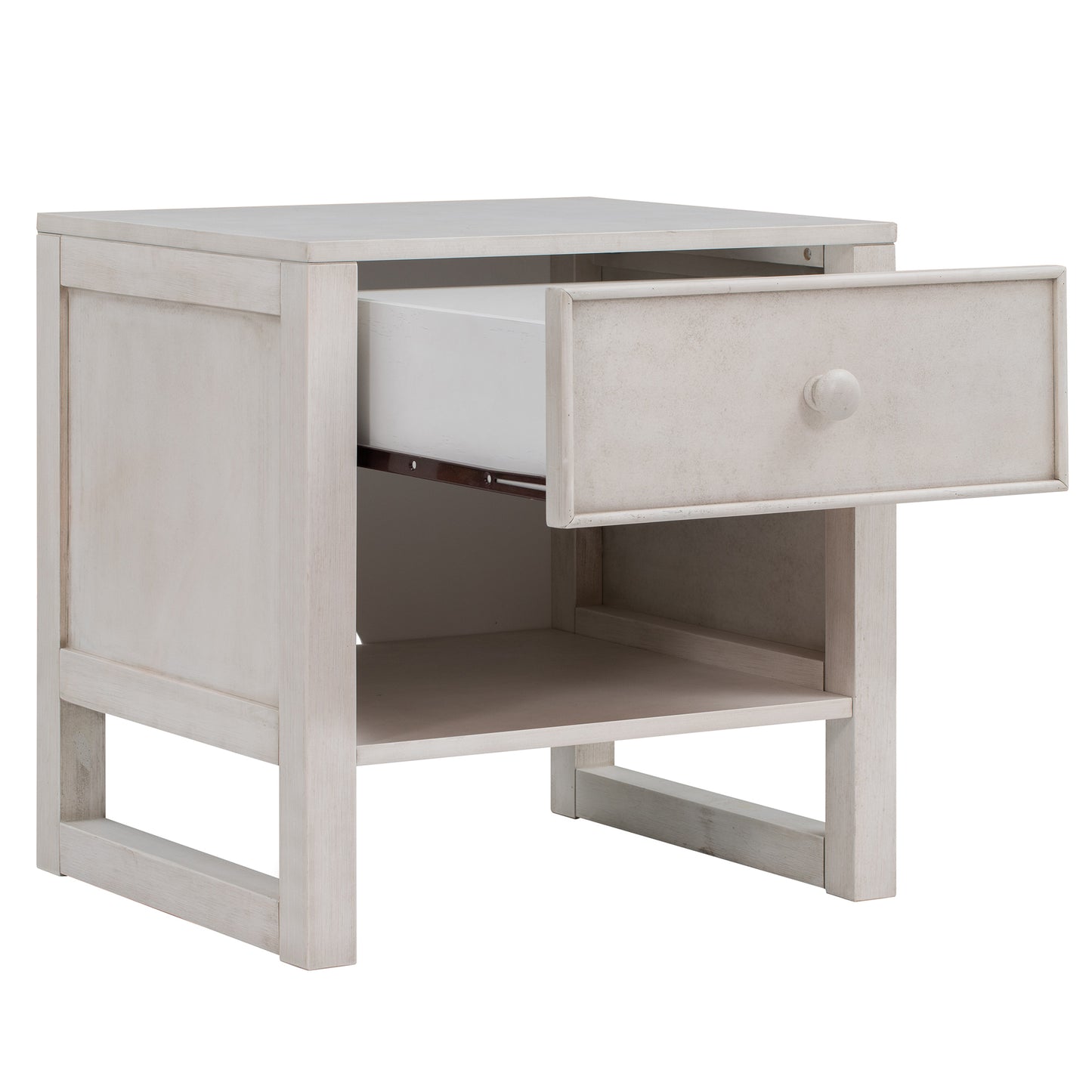 Wooden Nightstand with a Drawer and an Open Storage,End Table for Bedroom,Anitque White