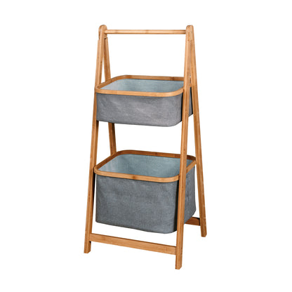 Living Room 2-Tier Storage Rack Bedroom Bamboo Rack 17.32 x 13 x 38.9 inch