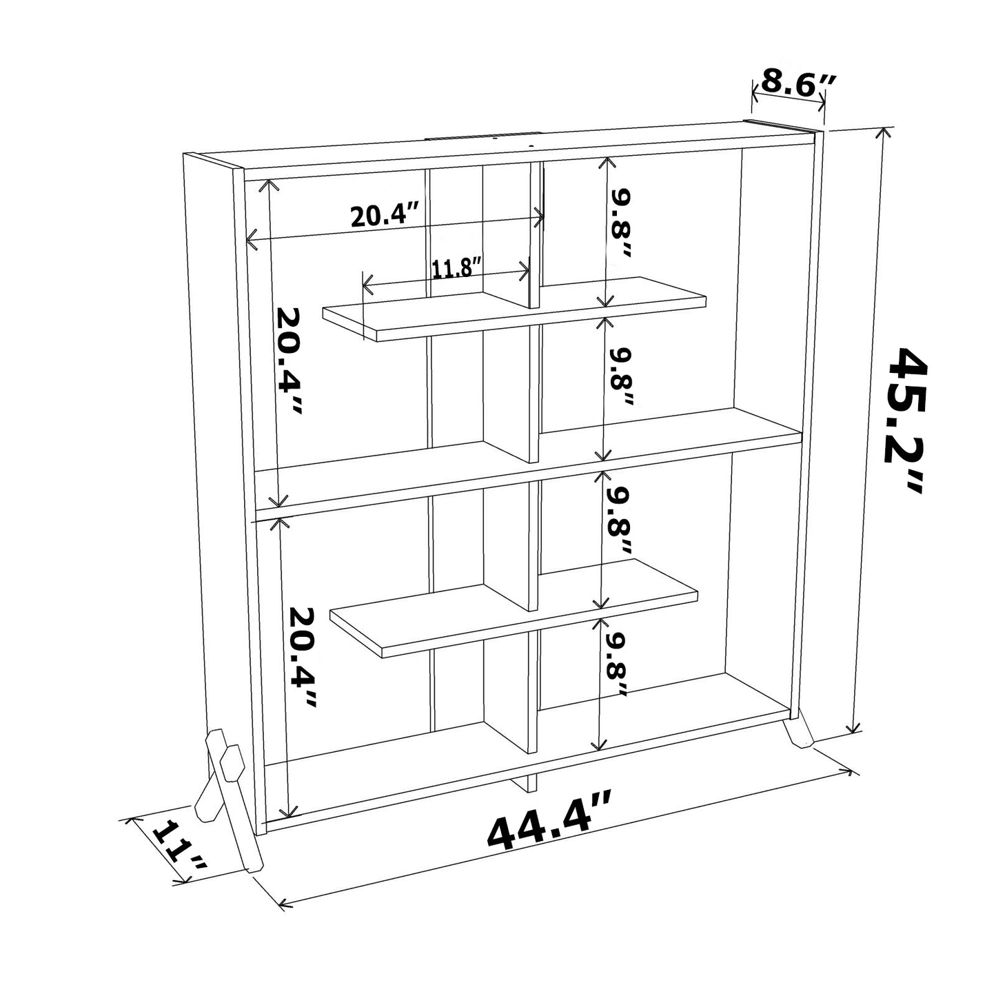 Furnish Home Store Kipp Wood Frame Etagere Open Back 6 Shelves Bookcase Industrial Bookshelf for Office and Living Rooms Modern Bookcases Large Bookshelf Organizer, Walnut/Yellow