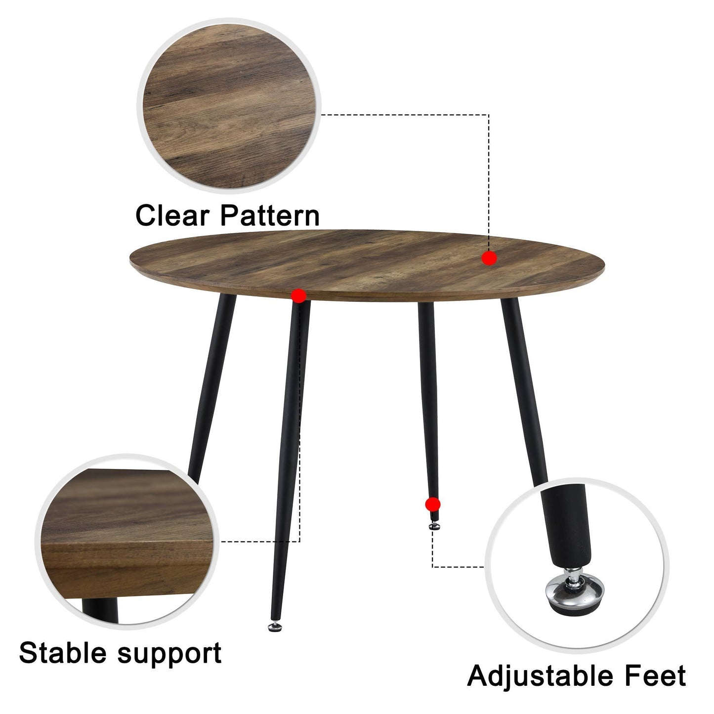 Diameter 44.8 inch MDF Modern simplicity roundI Imitation wood grain  dining table.Applicable 6-8 persons to dining room and meeting room.