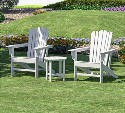 Outdoor Adirondack Chair Patio Lounge Chairs Classic Design 
HDPE Poly Lumber Weather Resistant Patio Chairs for Garden, Deck, Backyard, 
Pool, Porch, 350lb Weight Capacity(White)