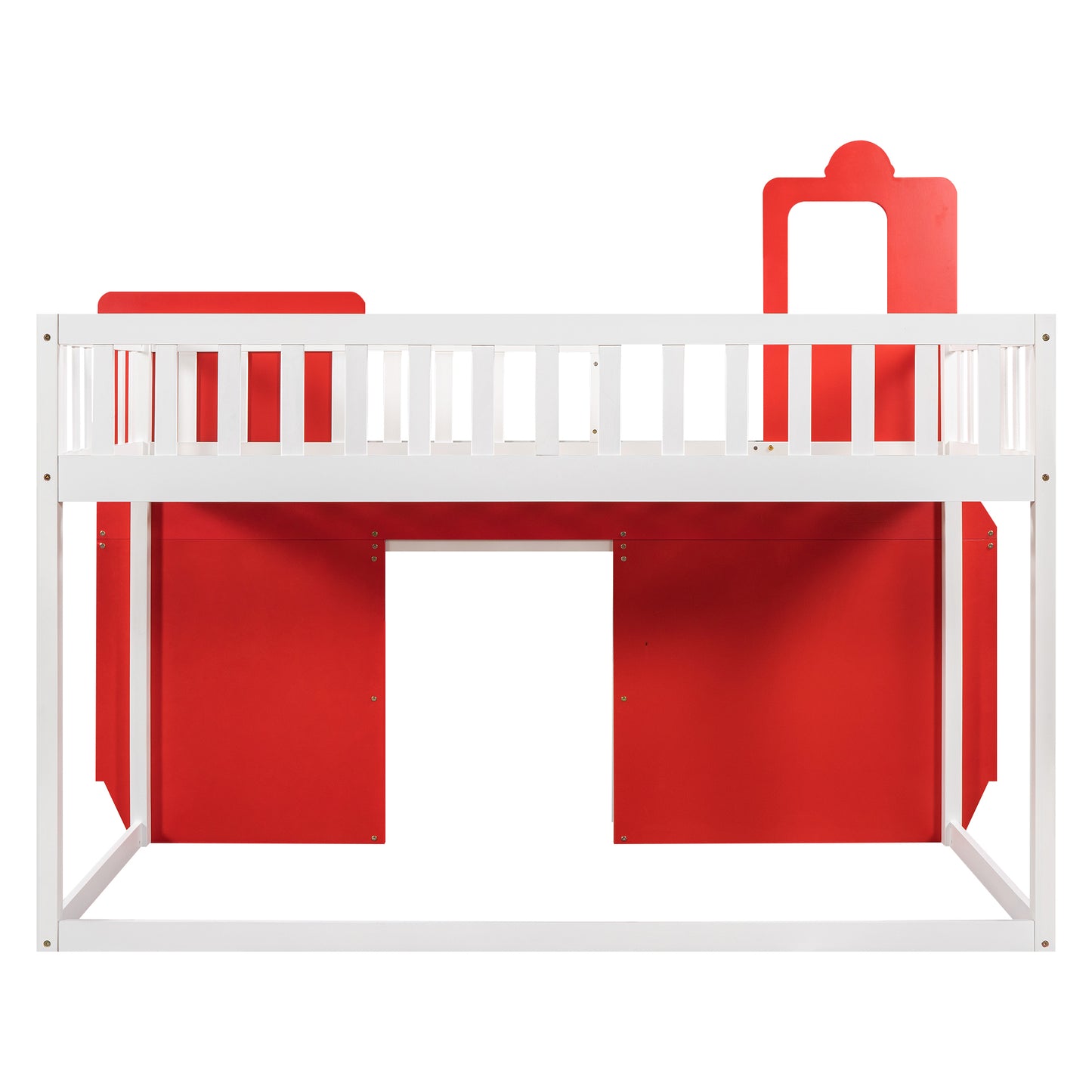 Twin Size Bus Shaped Loft Bed with Underbed Storage Space,Red