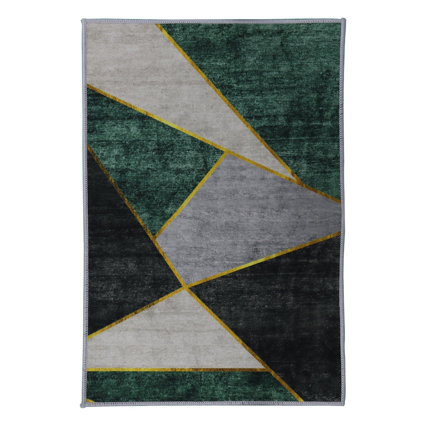 Casual Geometric Cotton Area Rug，Modern Abstract Geometric Shapes Accent Outdoor Rug 5ft x 7.5ft for Patio Bedrooms, Dining Rooms, Living Rooms Light Grey /Green