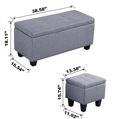 [VIDEO] Large Storage Ottoman Bench Set, 3 in 1 Combination Ottoman, Tufted Ottoman Linen Bench for Living Room, Entryway, Hallway, Bedroom Support 250lbs