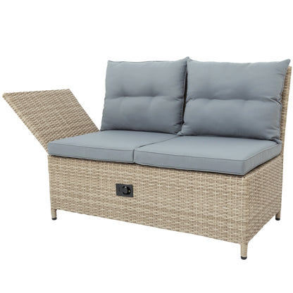 TOPMAX Outdoor Patio 4-Piece All Weather PE Wicker Rattan Sofa Set with Adjustable Backs for Backyard, Poolside, Gray