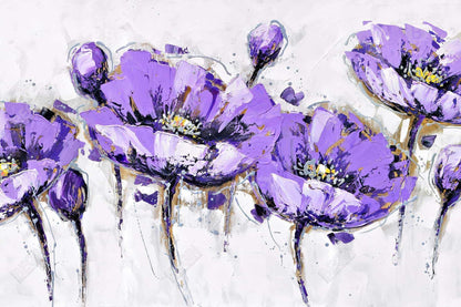 Abstract purple flowers - 20x30 Print on canvas