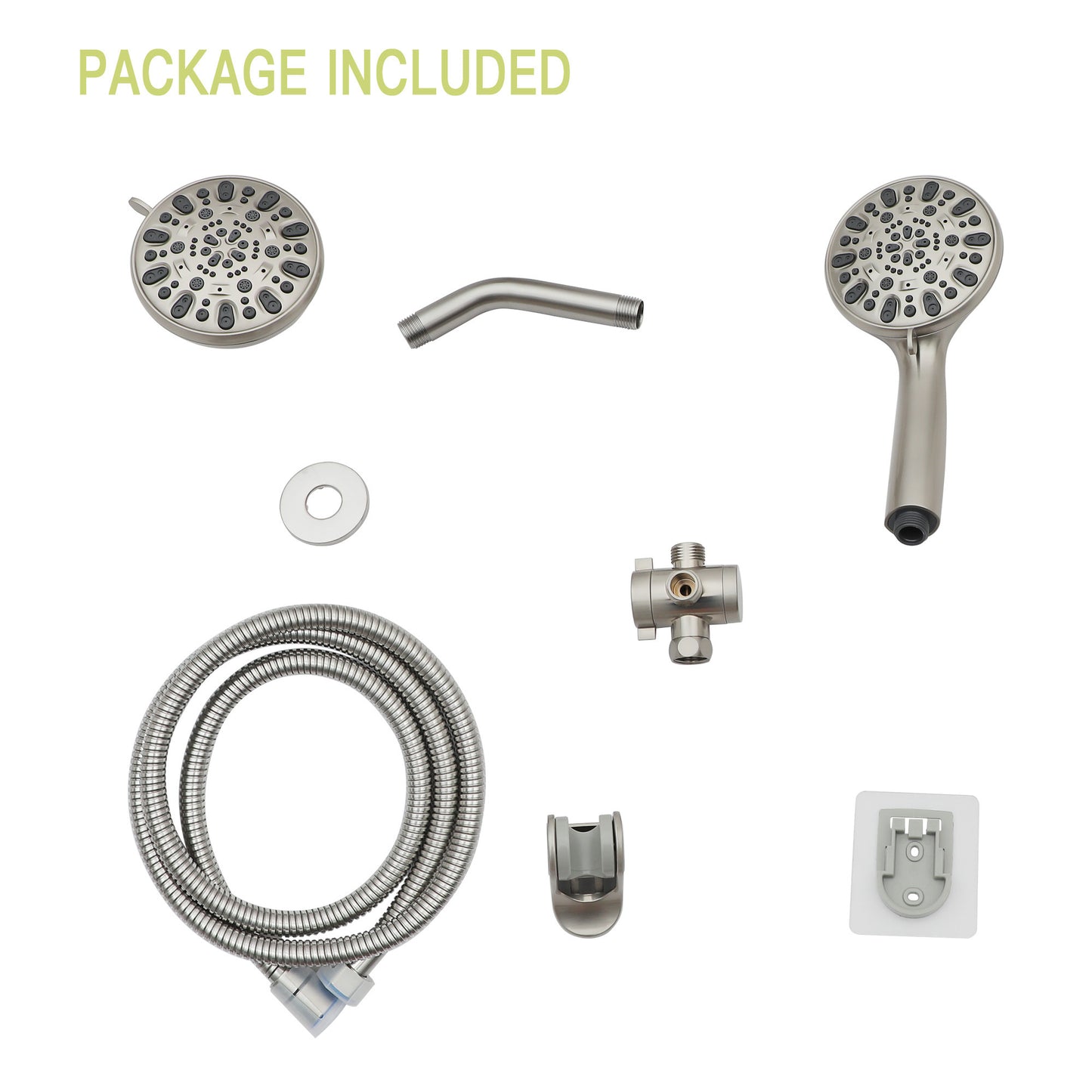 Multi Function Dual Shower Head - Shower System with 4.7" Rain Showerhead, 7-Function Hand Shower, Brushed Nickel