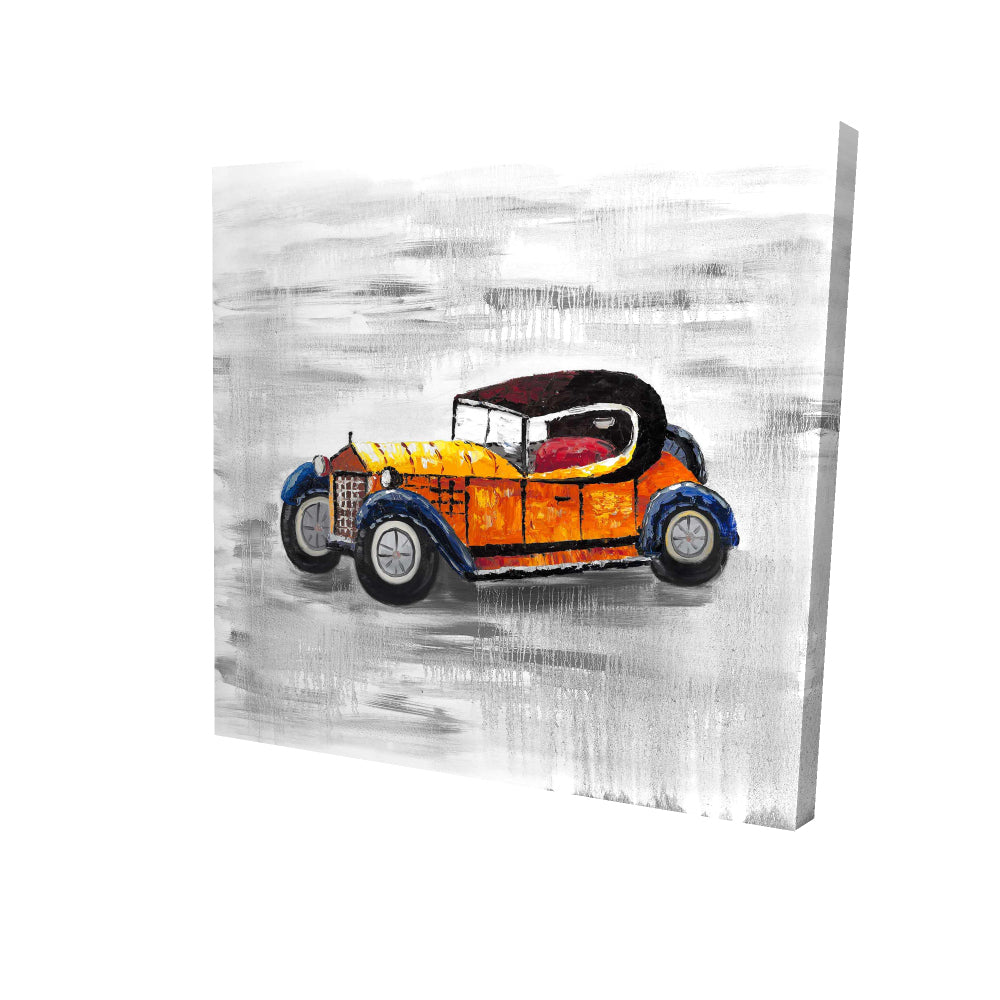 Yellow vintage car toy - 12x12 Print on canvas