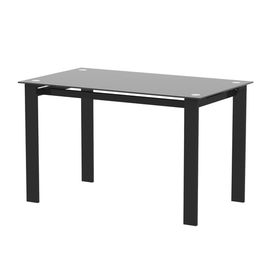 Modern tempered glass black dining table, simple rectangular metal table legs living room kitchen table