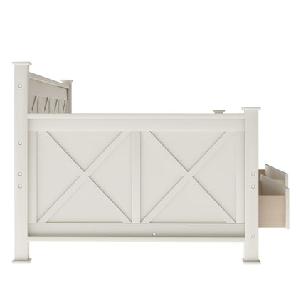 Twin  Size Wooden Modern and Rustic Casual Style Daybed, Cream White(New)