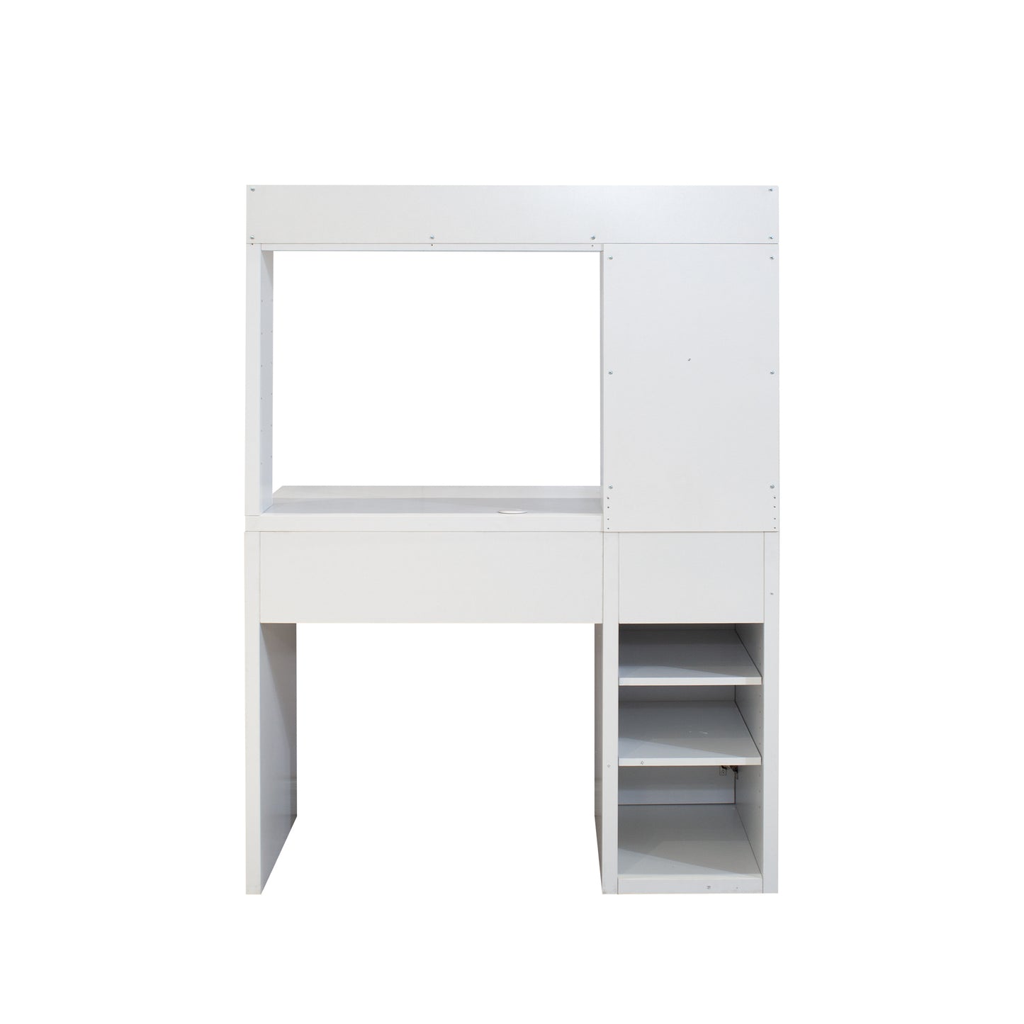 Computer Desk with Drawer Shelves and Cabinet for Study,Home Office Desk with Storage Cabinet and Drawer,  White