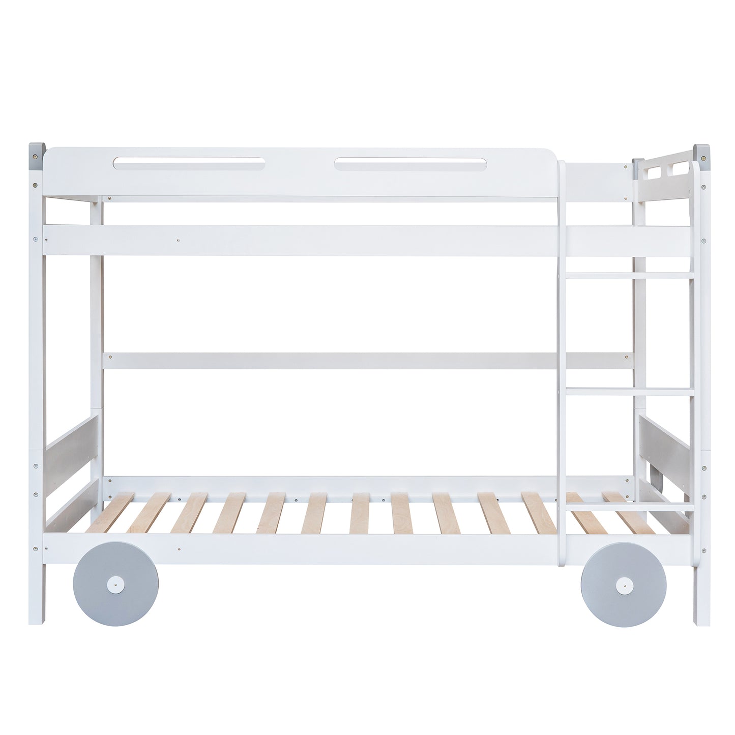 Twin Size Car-Shaped Convertible Bunk Bed, White