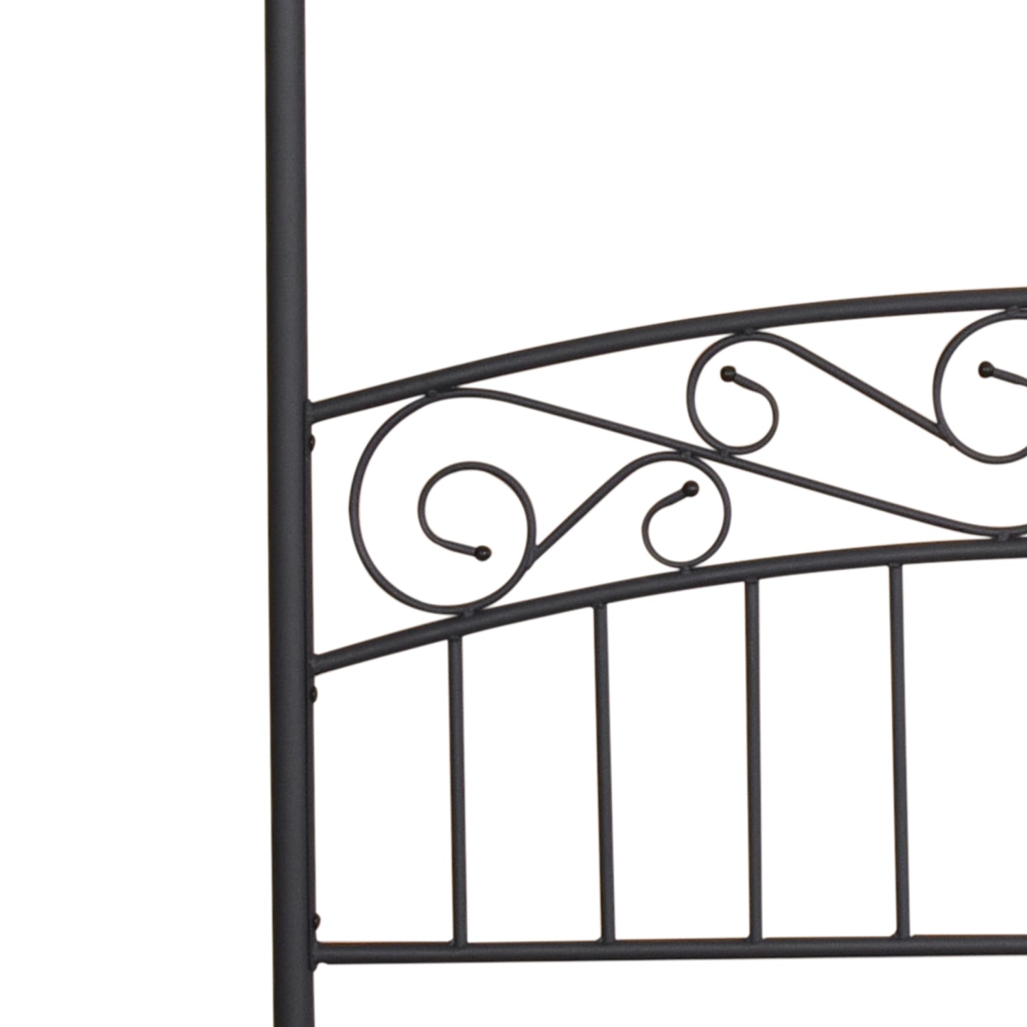 Metal Canopy Bed Frame with Ornate European Style Headboard & Footboard  Perfectly Fits Your Mattress Easy DIY Assembly All Parts Included, Full Black（same as W84034155）