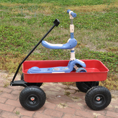 Outdoor Wagon All Terrain Pulling  Air Tires Children Kid Garden