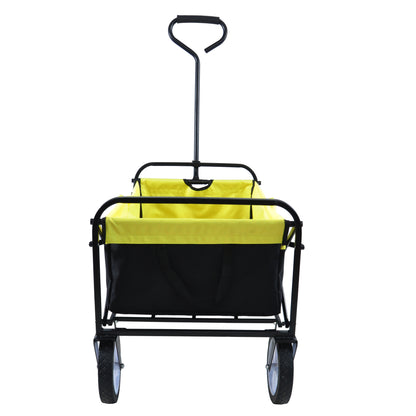 Folding Wagon Garden Shopping Beach Cart (black+yellow)