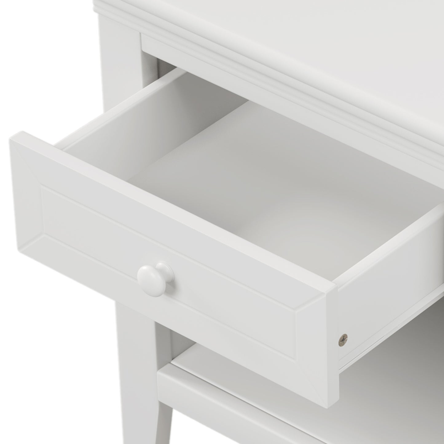 Traditional Concise Style White Solid Wood One-Drawer Nightstand