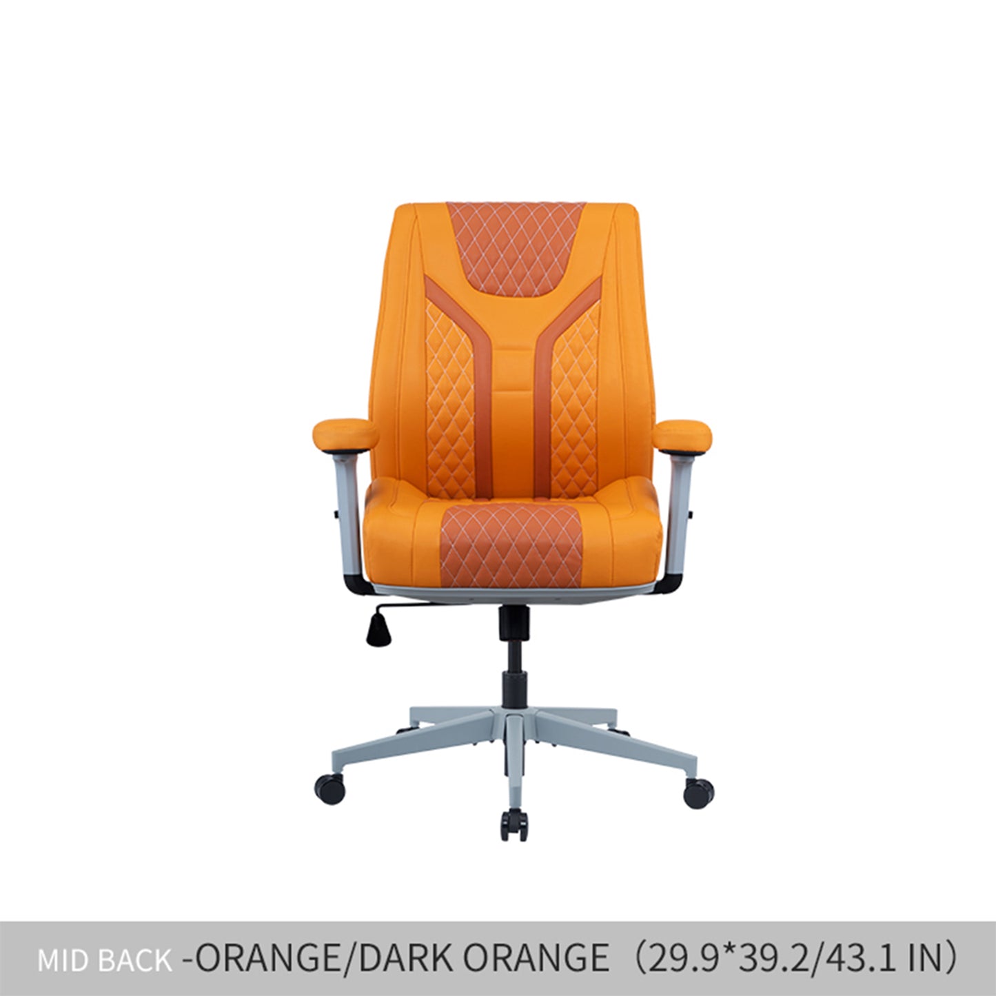 Office Desk Chair, Air Cushion Mid Back Ergonomic Managerial Executive Chairs, Headrest and Lumbar Support Desk Chairs with Wheels and Armrest, Orange/Dark Orange