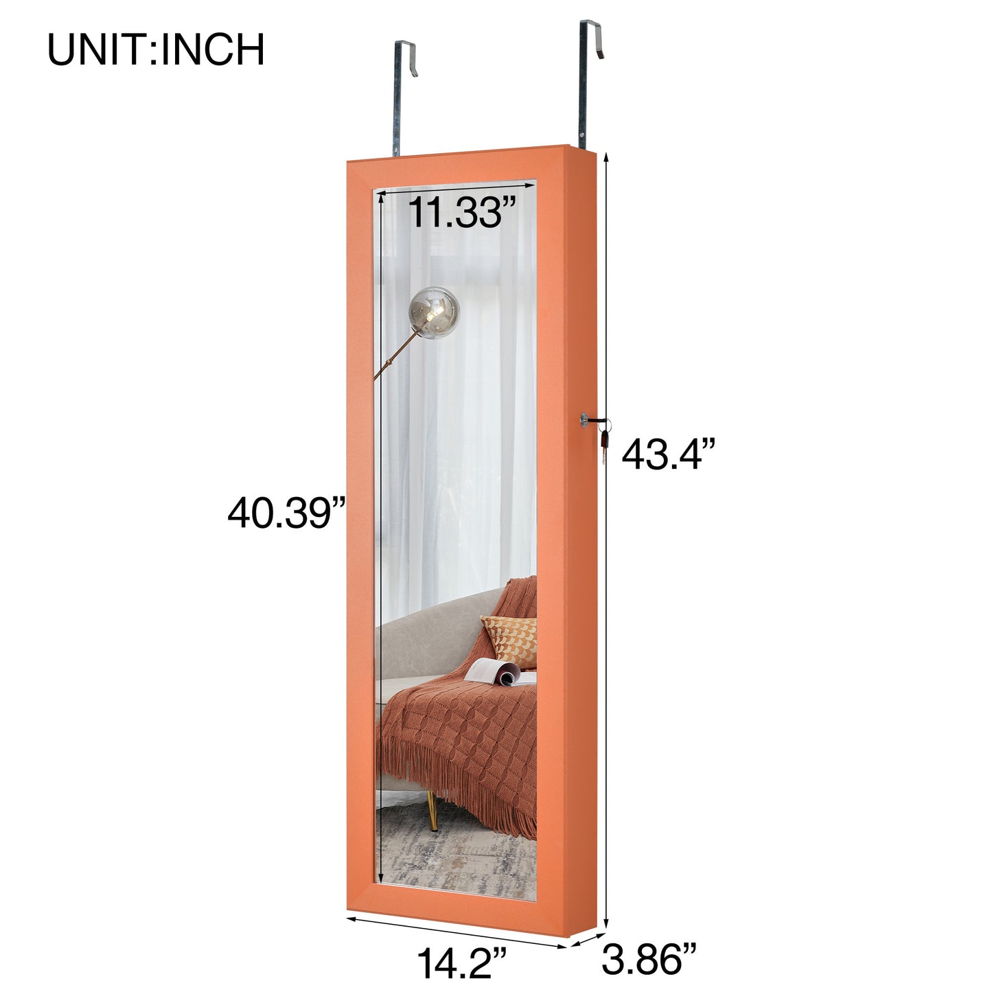 Fashion Simple Jewelry Storage Mirror Cabinet With LED Lights Can Be Hung On The Door Or Wall