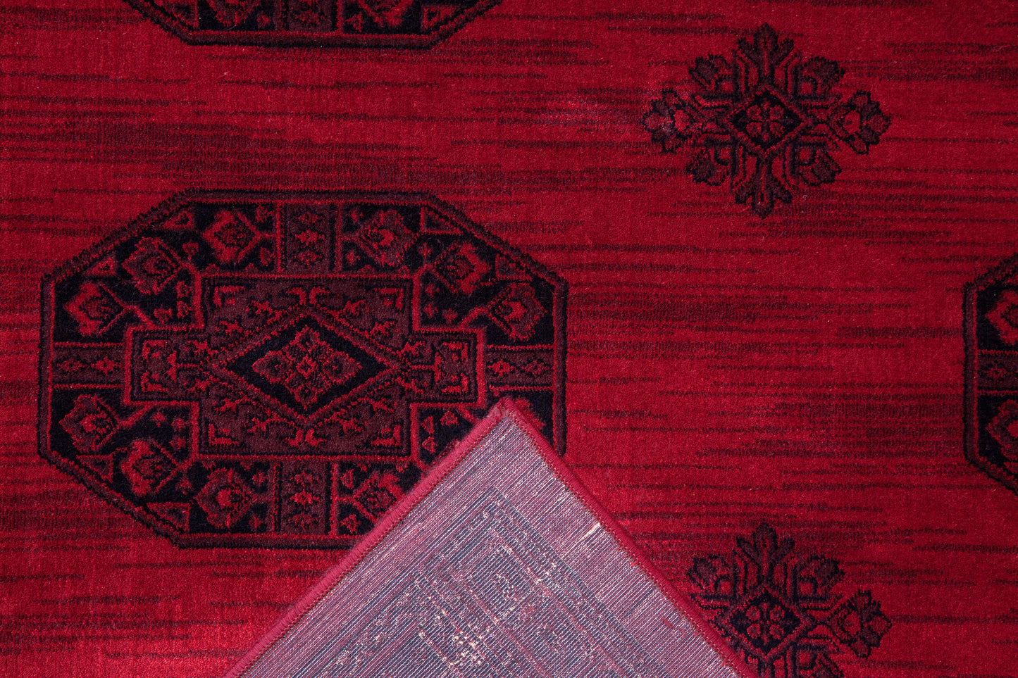 Bijan Border Red and Black Viscose Area Rug 2x7