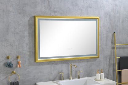 42 in. W x24 in. H Oversized Rectangular Black Framed LED Mirror Anti-Fog Dimmable Wall Mount Bathroom Vanity Mirror