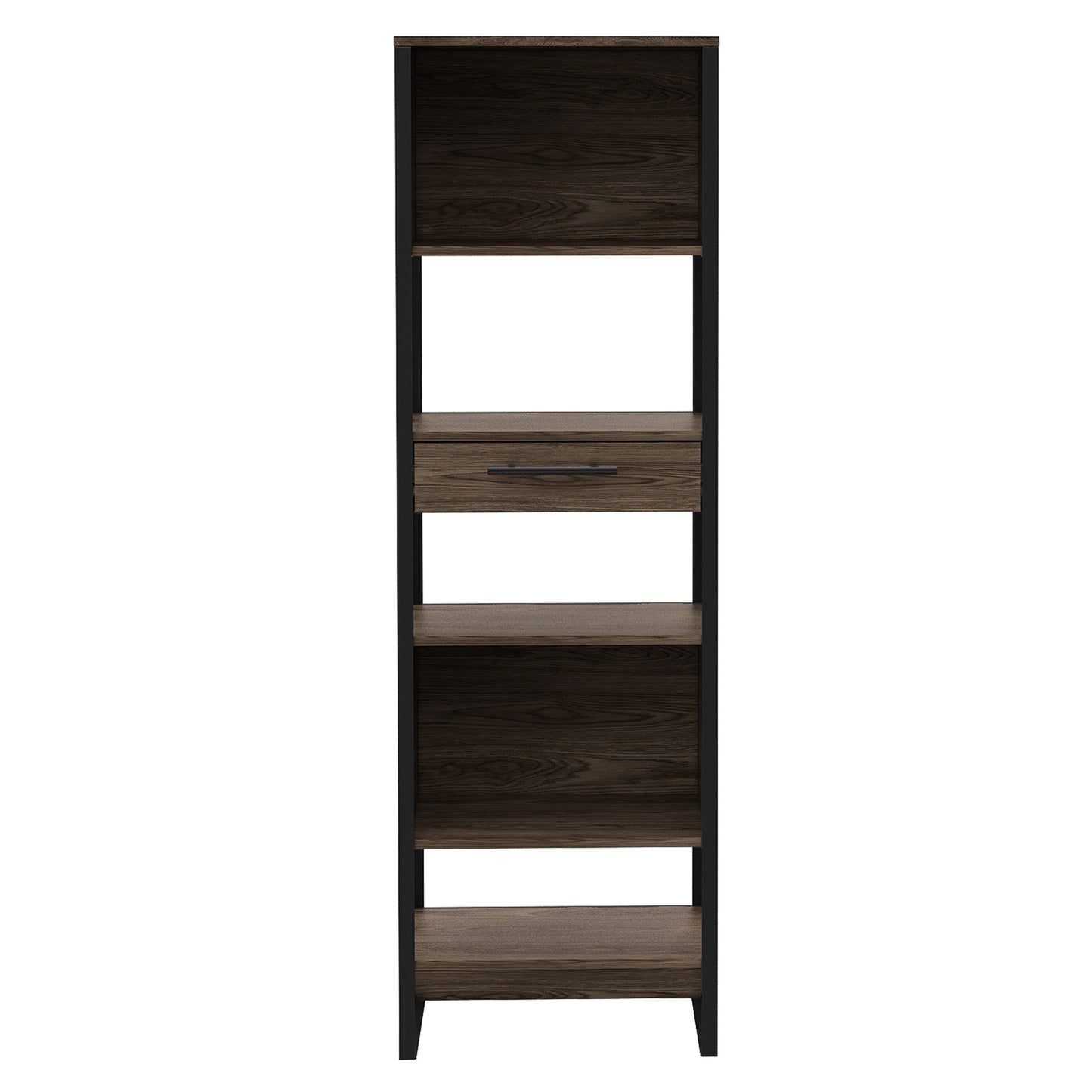 New London 1-Drawer Bookcase Dark Walnut