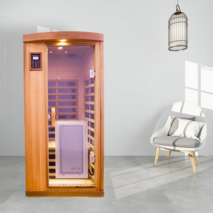 One person red cedar luxury far infrared sauna room