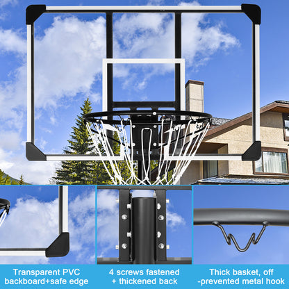 Portable Basketball Hoop & Goal Basketball Stand Height Adjustable 6.2-8.5ft with 35.4Inch Transparent Backboard & Wheels for Youth Teenagers Outdoor Indoor Basketball Goal Game Play