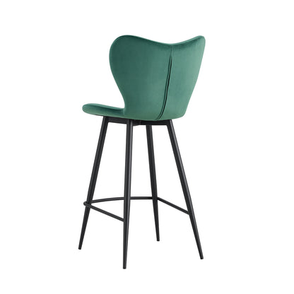 Dark Green Velvet Chair Barstool Dining Counter Height Chair Set of 2