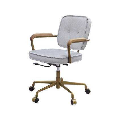 ACME Siecross Office Chair in Vintage White Top Grain Leather 93172