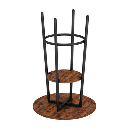 Double Layer Round Bar Table with 2 Bar Stools PU Soft Seat Back Breakfast table.(Rustic Brown,23.62’’w x 23.62’’d x 35.43’’h)