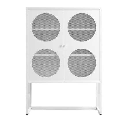 47.2 inches high Metal Storage Cabinet with 2 Mesh Doors, Suitable for Office, Dining Room and Living Room, White
