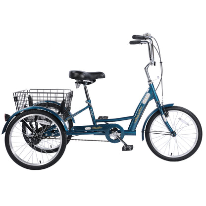 26" European Adult Tricycles 3 Wheel W/Installation Tools with Low Step-Through, Large Basket, Tricycle for Adults, Women, Men