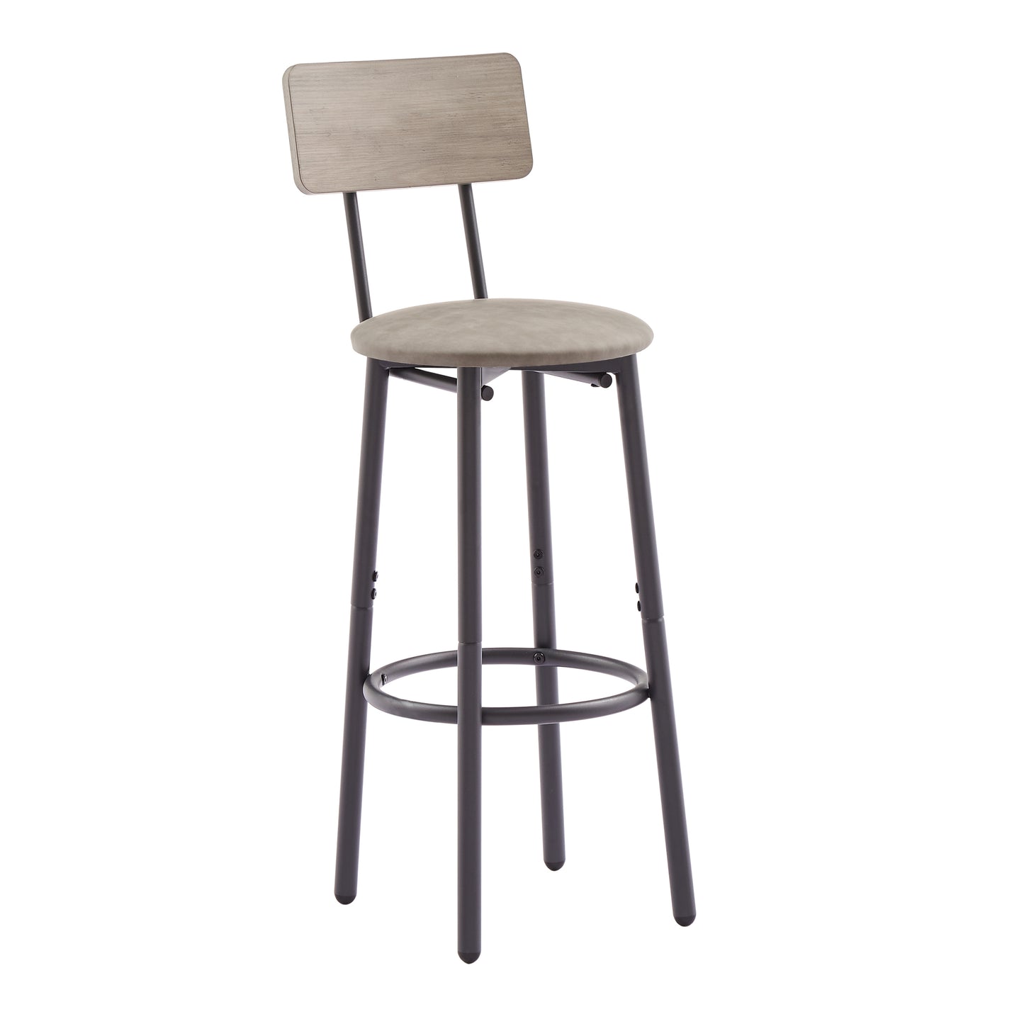 JHX Bar Table Set with 2 Bar stools PU Soft seat with backrest (Grey,43.31’’L*15.75’’W*35.43’H)