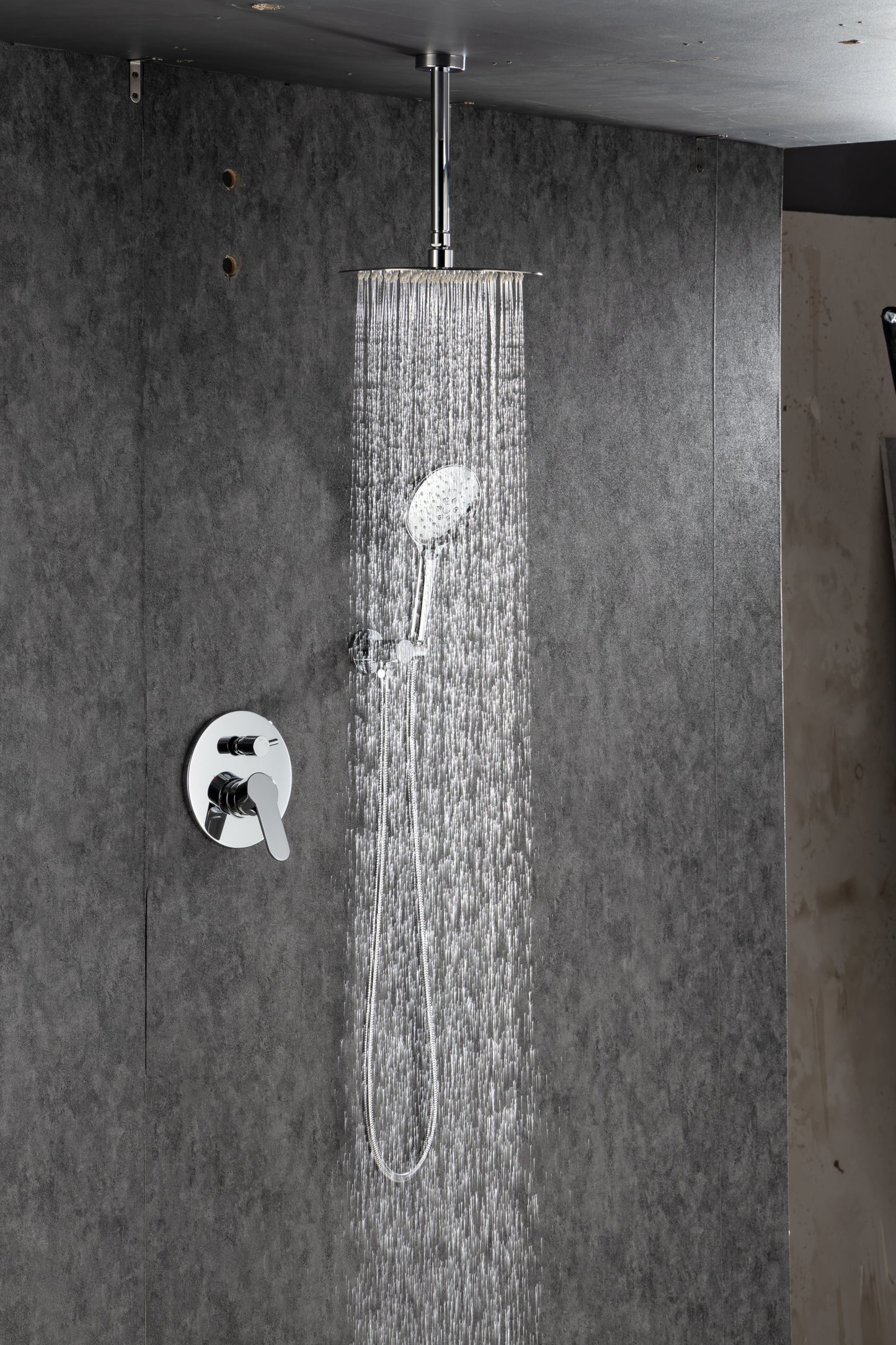 Black Shower System, Ceiling Rainfall Shower Faucet Sets Complete of High Pressure, Rain Shower Head with Handheld, Bathroom 10\\\'\\\' Shower Combo with Rough-in Valve Included