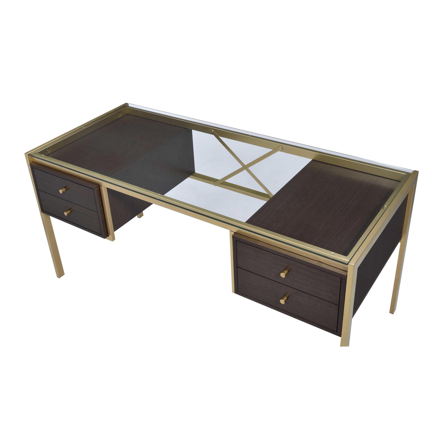 ACME Yumia Desk in Gold & Clear Glass 92785