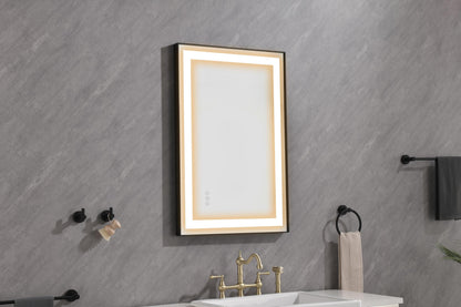 LED Lighted Bathroom Wall Mounted Mirror with High Lumen+Anti-Fog Separately Control