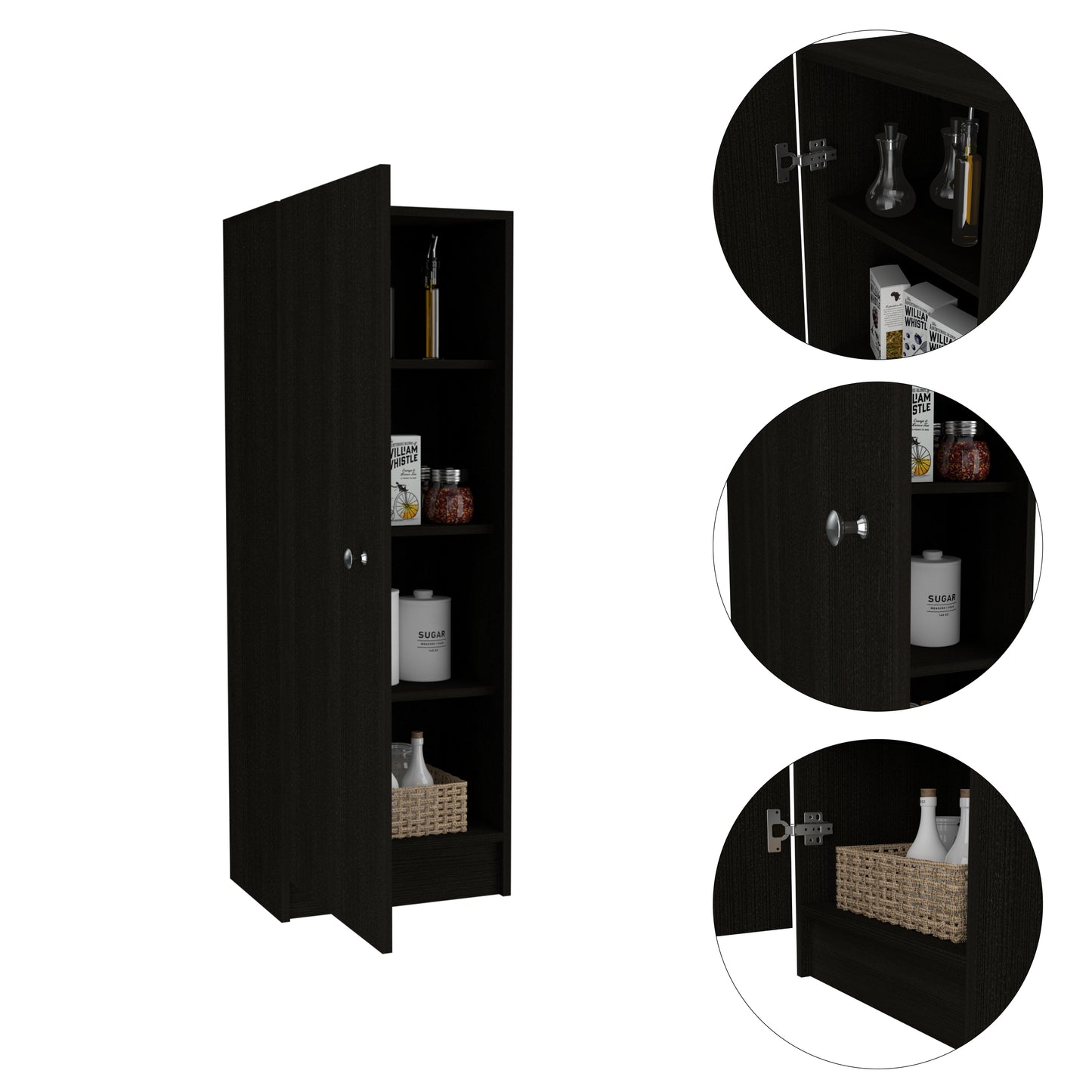 Richmond Rectangle Pantry Cabinet Black Wengue