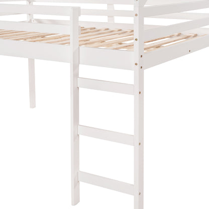 Full Size Loft Bed with Slide, House Bed with Slide,White(OLD SKU :WF281159AAK)