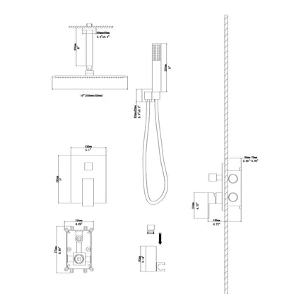 10" Rain Shower Head Systems,Matte Black,Ceiling Mounted shower