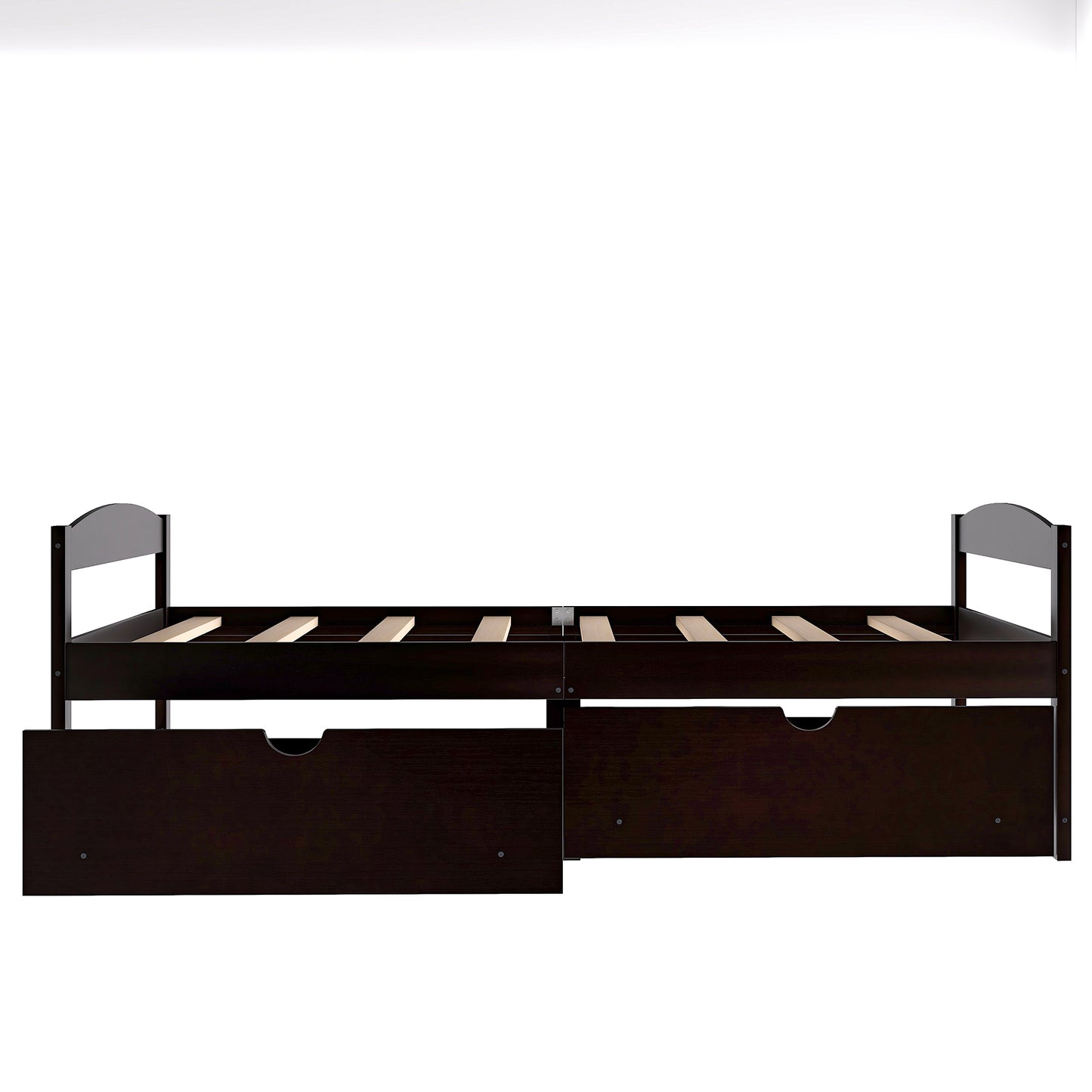 Twin size platform bed, with two drawers, espresso（New）